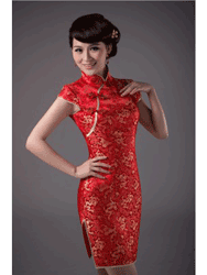 red with gold dragon cheongsam SCT43