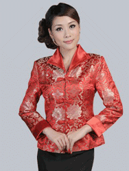 Red rich flower brocade Chinese Clothes CCJ103