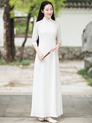 White long chinese tea dress