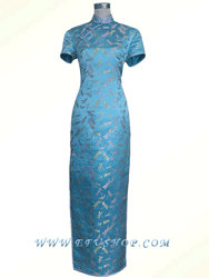 Blue dragonfly silk brocade cheongsam dress SCT55