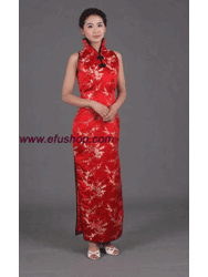 Red plum silk brocade cheongsam dress SCT176
