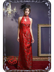 Red halter qipao SMS39