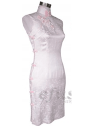 Pink jacquard silk cheongsam dress scs54