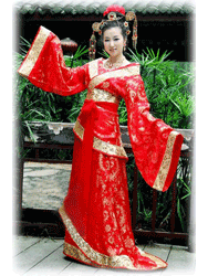 Red brocade with gold border hanfu dress OHF53