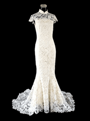 Ivory lace cheongsam prom cheongsam gown