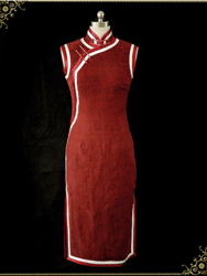 Dark red Silk watered gauze cheongsam dress SCS85