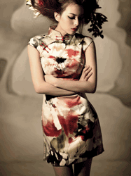 Colorful floral silk cheongsam 01