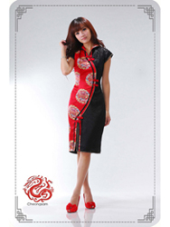 Red/black modern cheongsam dress SMS05