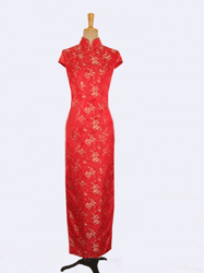 Red with golden dragon silk brocade cheongsam dress SCT223