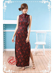 Black with red dragon sleeveless cheongsam SMS57