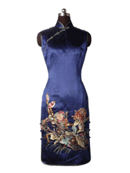 Navy blue embroidery cheongsam SQE135