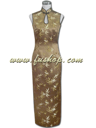 Brown bamboo sleeveless cheongsam dress SCT92
