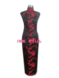 Black with red plum silk dress SCT58