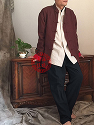 Chinese men's cotton linen kungfu jacket
