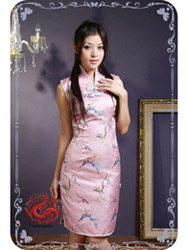 Pink plum brocade modern cheongsam dress SMS34