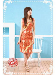 Red rich flower dress SMS15