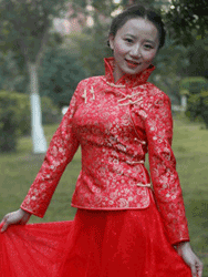Red brocade Chinese Clothes CCJ65