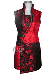 Red/black silk brocade cheongsam dress sct196