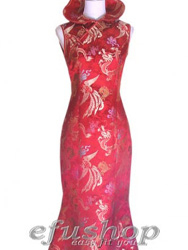 Red dragon and phoenix mermaid cheongsam dress SCT181