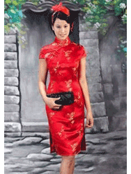 red cheongsam dress SCT39