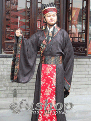 Black jacquard satin Chinese wedding hanfu dress for men