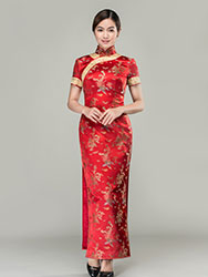 Colorful dragons & phoenixes wedding qipao dress