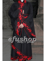 Black cotton with embroidery Chinese hanfu dress OHF009